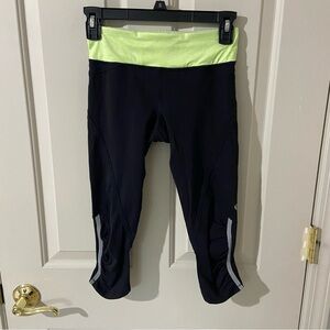 lululemon athletica Black and Lime Leggings